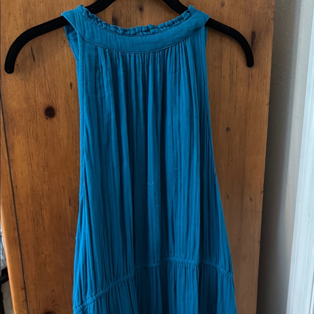 Teal blue cotton Sleeveless long Dress size XXXL - Picture 6 of 8
